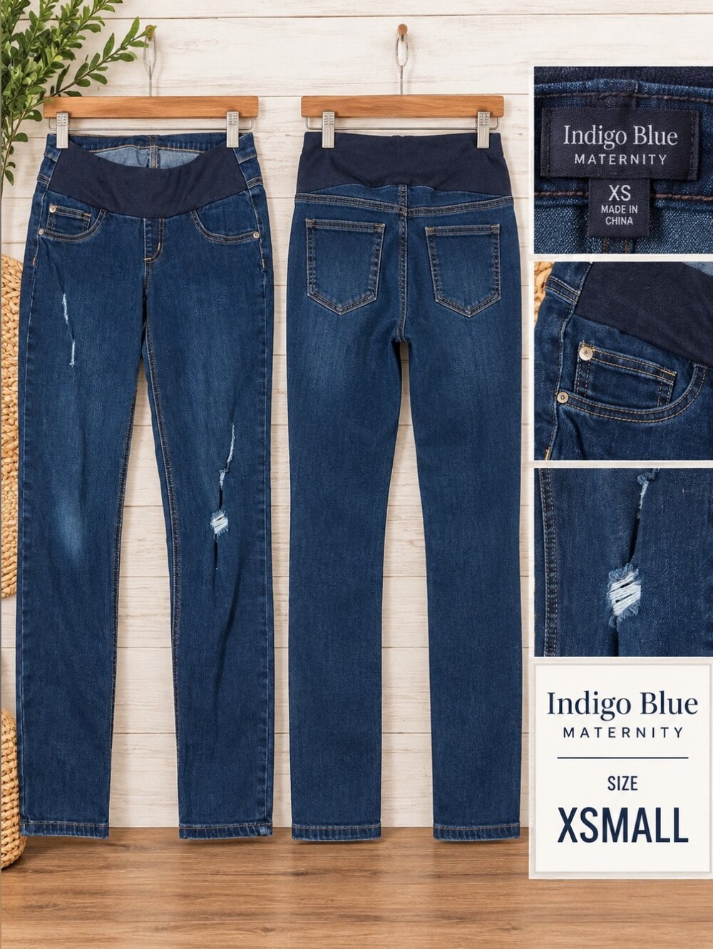 Indigo Blue Dark Wash Maternity Skinny Jeans